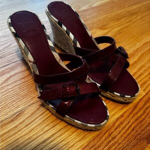 Burberry Plaid and Burgundy Wedges